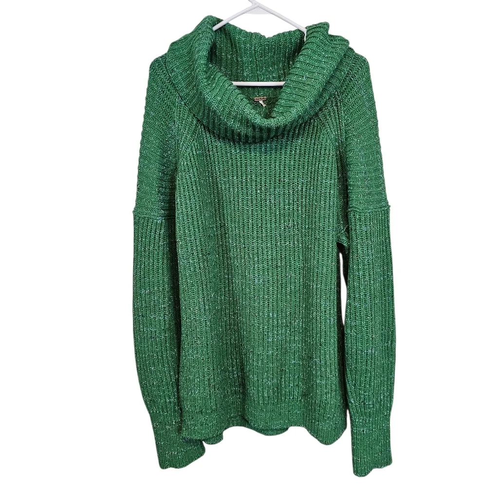 Free People Leo Turtleneck Cowl Neck Knit Sweater Tunic Oversized